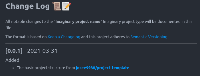 CHANGELOG.md template.