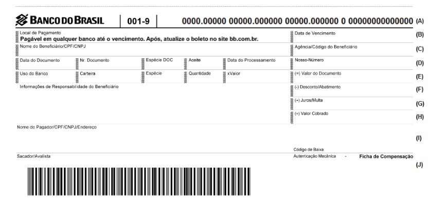 Represetação visual do código de barras do boleto bancário