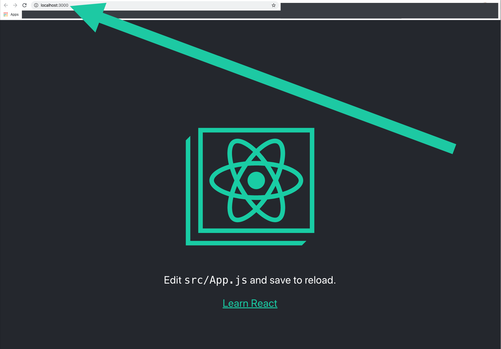 screenshot of the react project