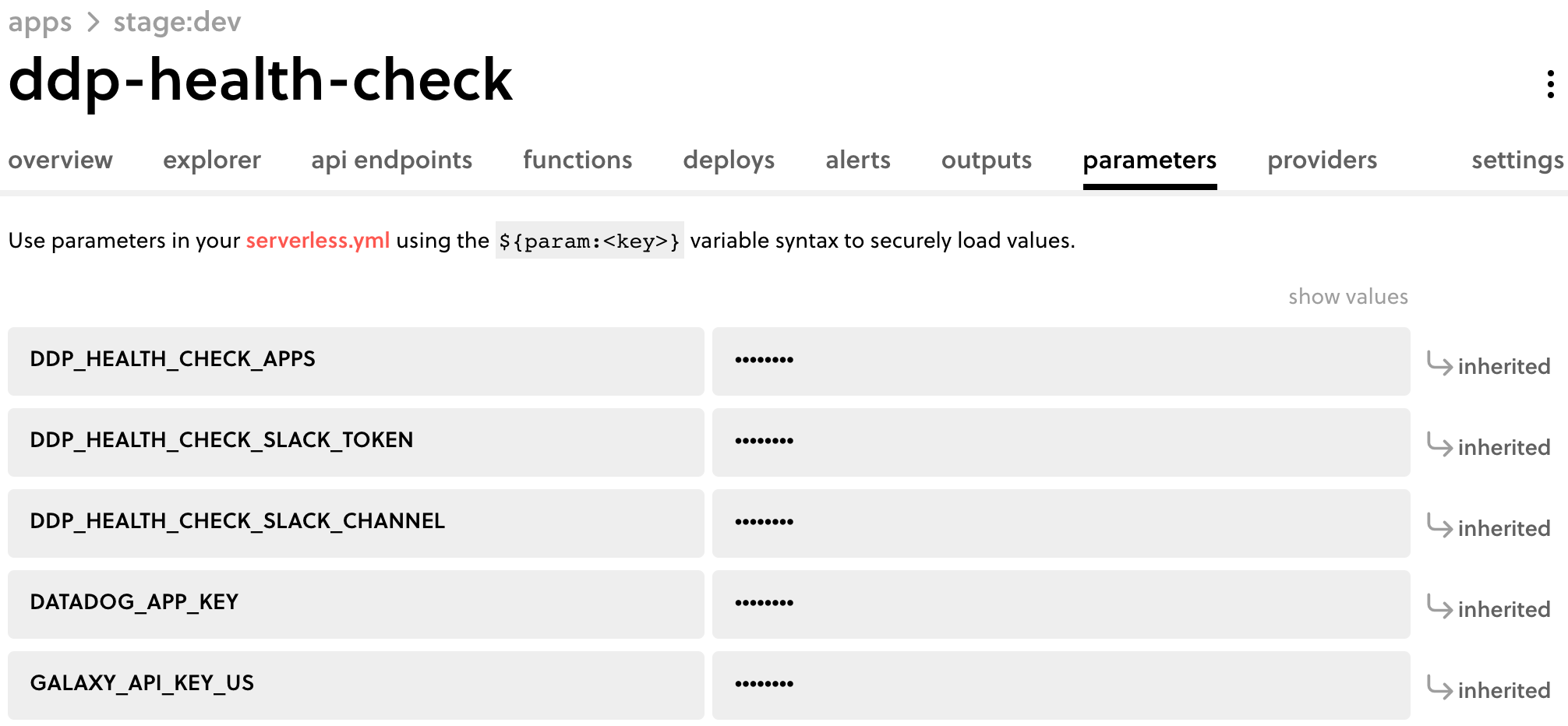 serverless parameters