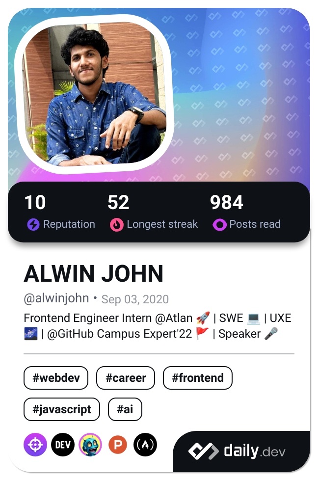 ALWIN JOHN's Dev Card