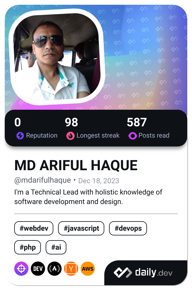 MD ARIFUL HAQUE's Dev Card