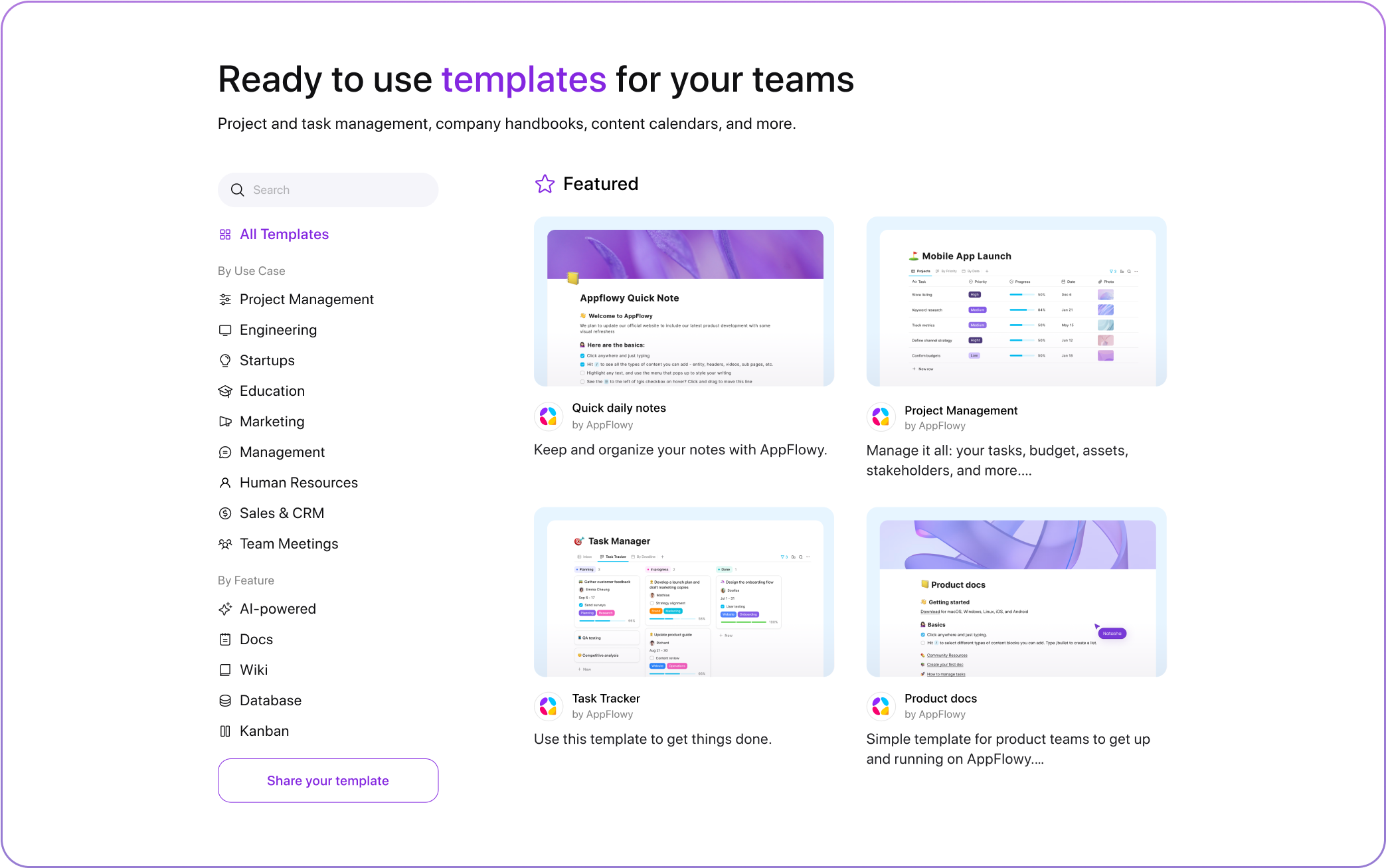 AppFlowy Templates